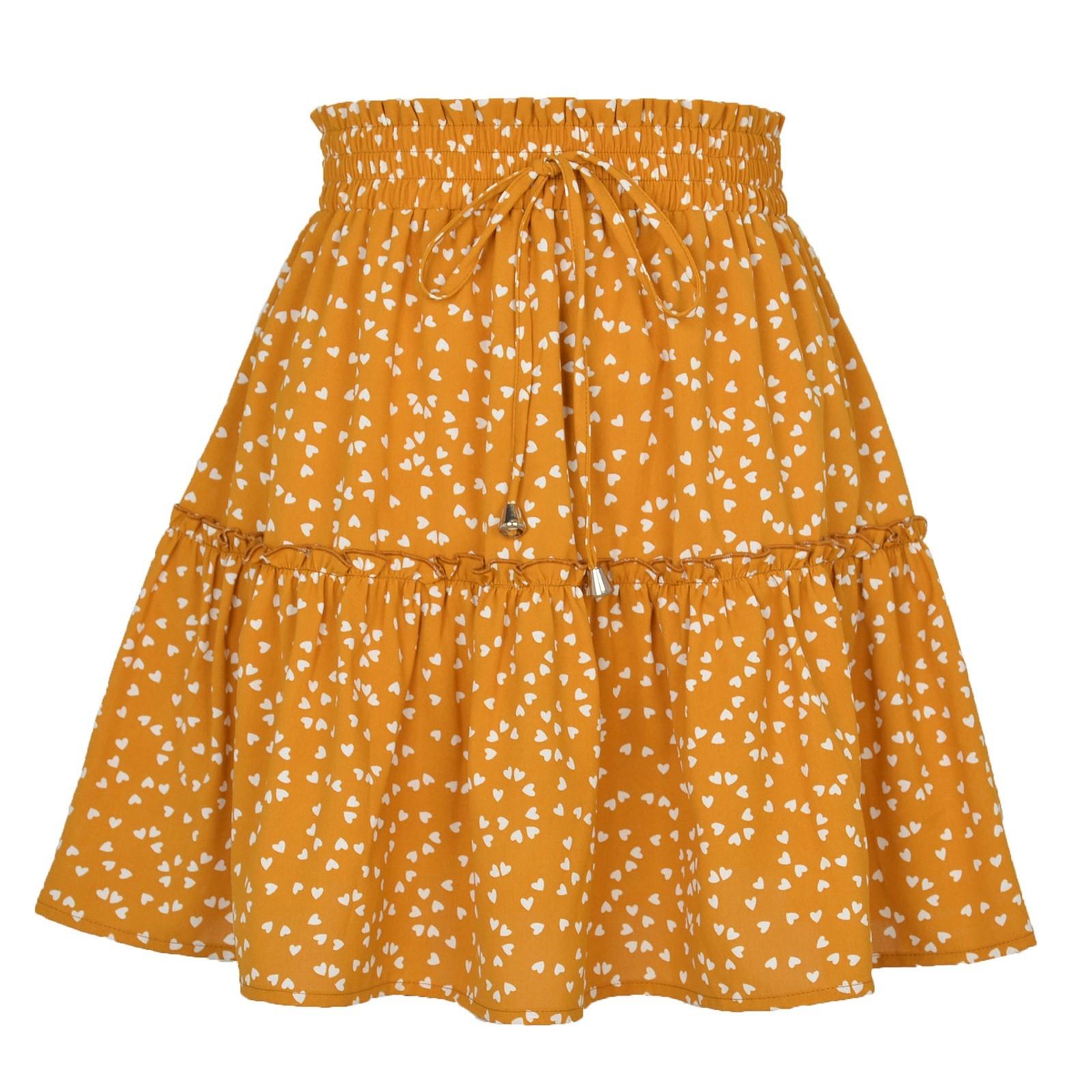 

Женская модная юбка с высокой талией и принтом, короткая юбка А-силуэта с цветочным принтом для женщин XL жёлтый