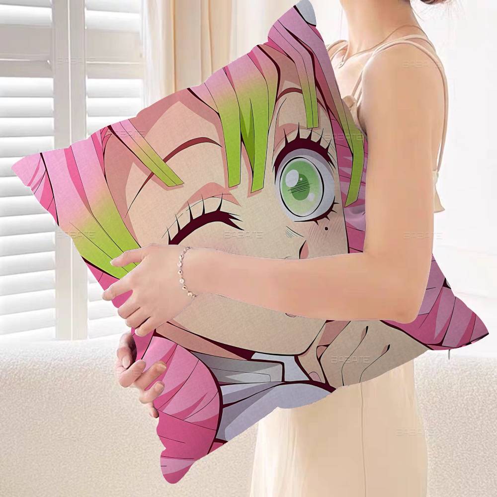 Anime Character Mitsuri Kanroji Pillow Cushion Cover Pillowcase Living Room Sofa Home Decor Customized