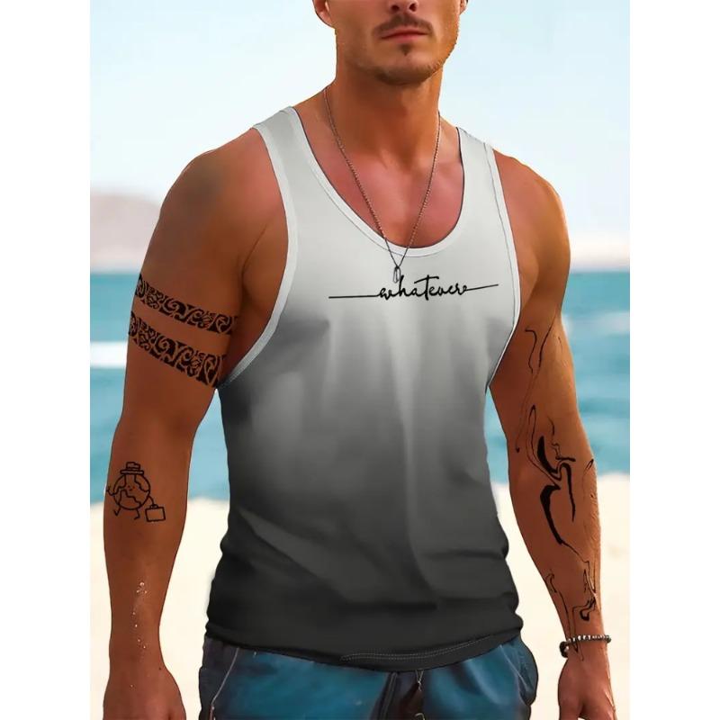 Retro Striped Graphic Tank Tops For Men Fashion Casual Summer Sleeveless 3D Printed Vest Loose Crew Neck Quick Dry Sports Tees