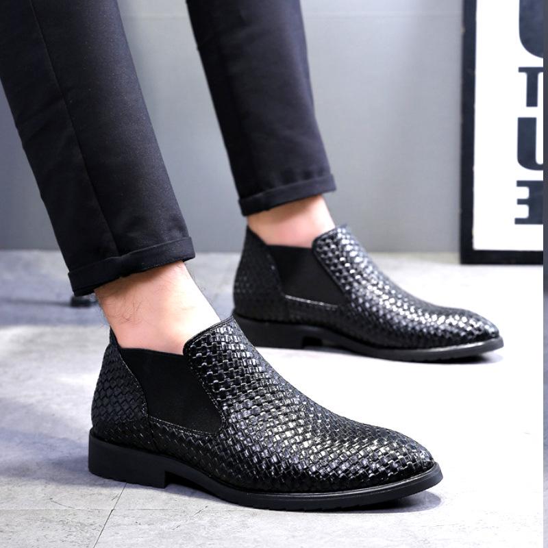 Bocanci Chelsea pentru Bărbați Bocanci de Modă Clasici Pantofi Tricotați Manual pentru Bărbați Stil Înalt Pantofi pentru Bărbați Pantofi Mărimi Mari 38-48