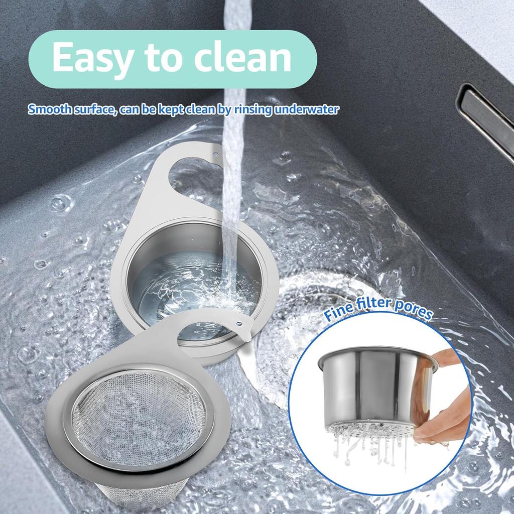 2 Pcs Stainless Steel Swan Sink Strainer Basket, Sink Strainer Colander Drain Basket, Faucet Hanging Filter Basket, Corner Sink Strainer for Kitchen