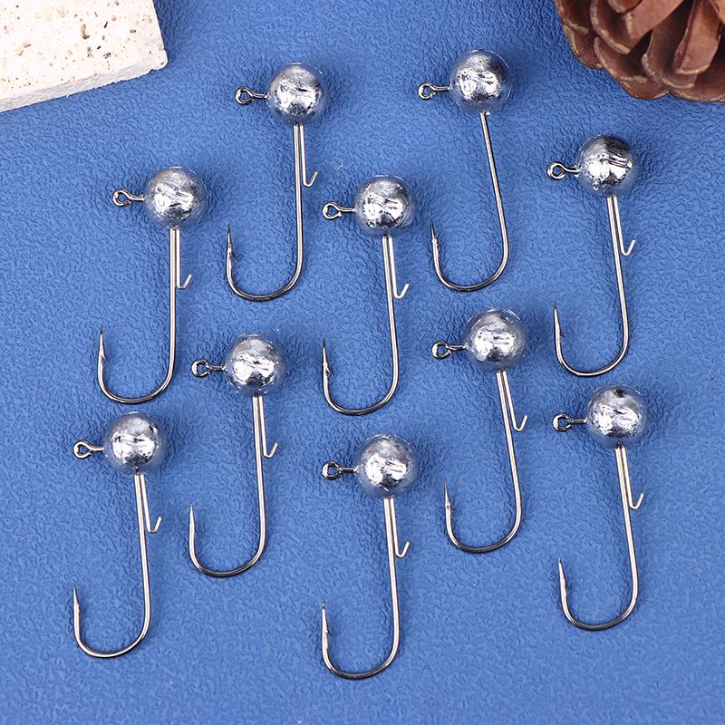 Rosewood Jig Heads Fishing Hook Long Shank Wide Gap 5G 7G 10G 14G Unpainted Ball Sharp Jighead For Trout Bass Fishing Tackle