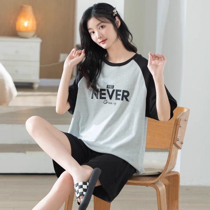 Japanese summer department new cotton pajamas women's fresh pastoral style student casual loungewear round neck short-sleeved suit