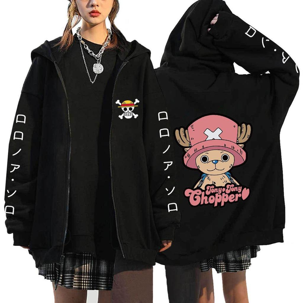Japanese Anime ONE PIECE Hoodies Men Kawaii Harajuku Manga Graphic Zipper Coats Monkey D. Luffy Printed Streetwear Sweatshirts Unisex Pullovers Tops