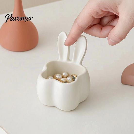 Cute Room Decor 3D Printed Rabbit Storage Organizer, Bunny Ears Desktop Container for Desk Organizer Keys Jewelry, Decorative Plastic Tray Living