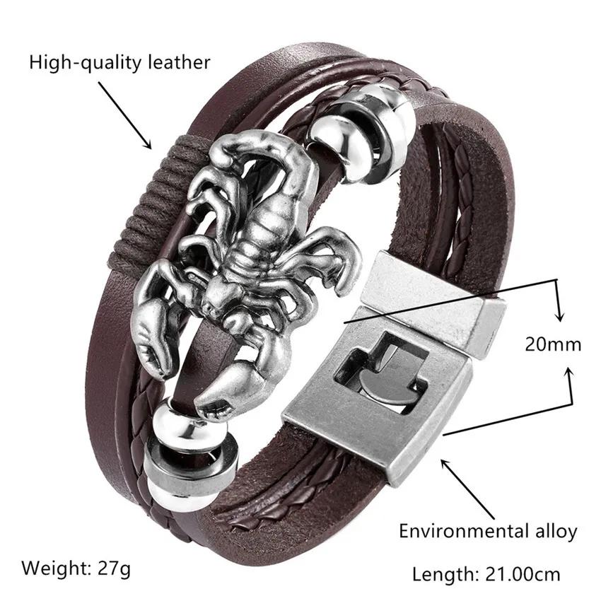 Jewelry Men's Buckle Leather Bracelet Scorpion Bracelet Men's All-match Bracelet
