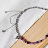 Vintage Heart Pendant Natural Purple & Black Gall Stone Chain Necklace for Women Choker Jewelry N0500