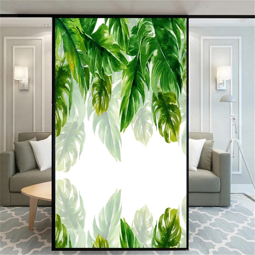 

Static Cling Privacy Window Film Decorative Plants Window Treatments Glass Window Sticker for Home (as the picture,40x60cm WxH)