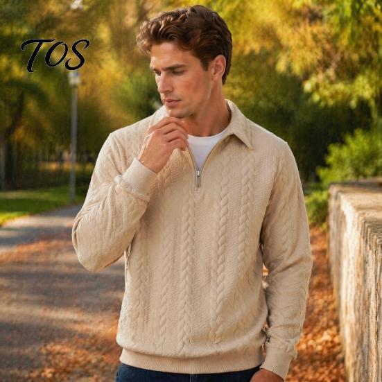 School Wear for Men Quarter-Zip Sweatshirt, Long Sleeve Turndown Collar Outdoor Sports Pullover Solid Color Shirt Fall Winter Comfortable Daily