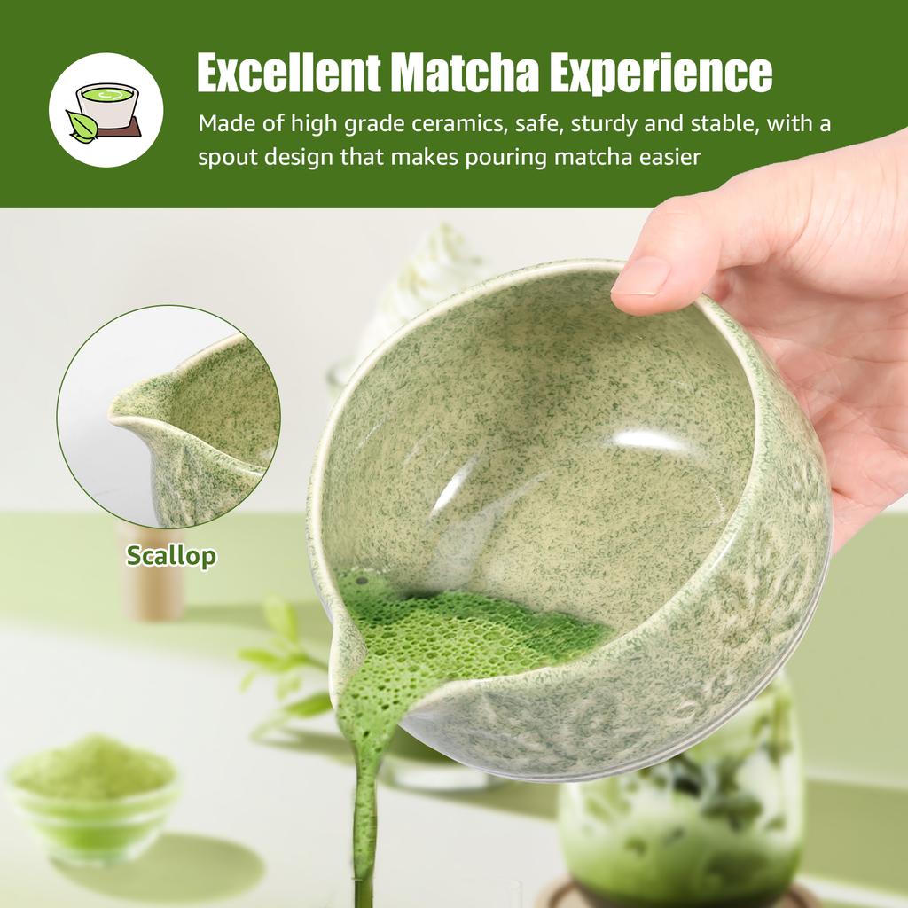 Matcha Bowl and Whisk Holder Set Japanese Matcha Tea Mixing Tool Tea Bowl Whisk Stand for Beverage Shop Cafe Matcha Drink Making