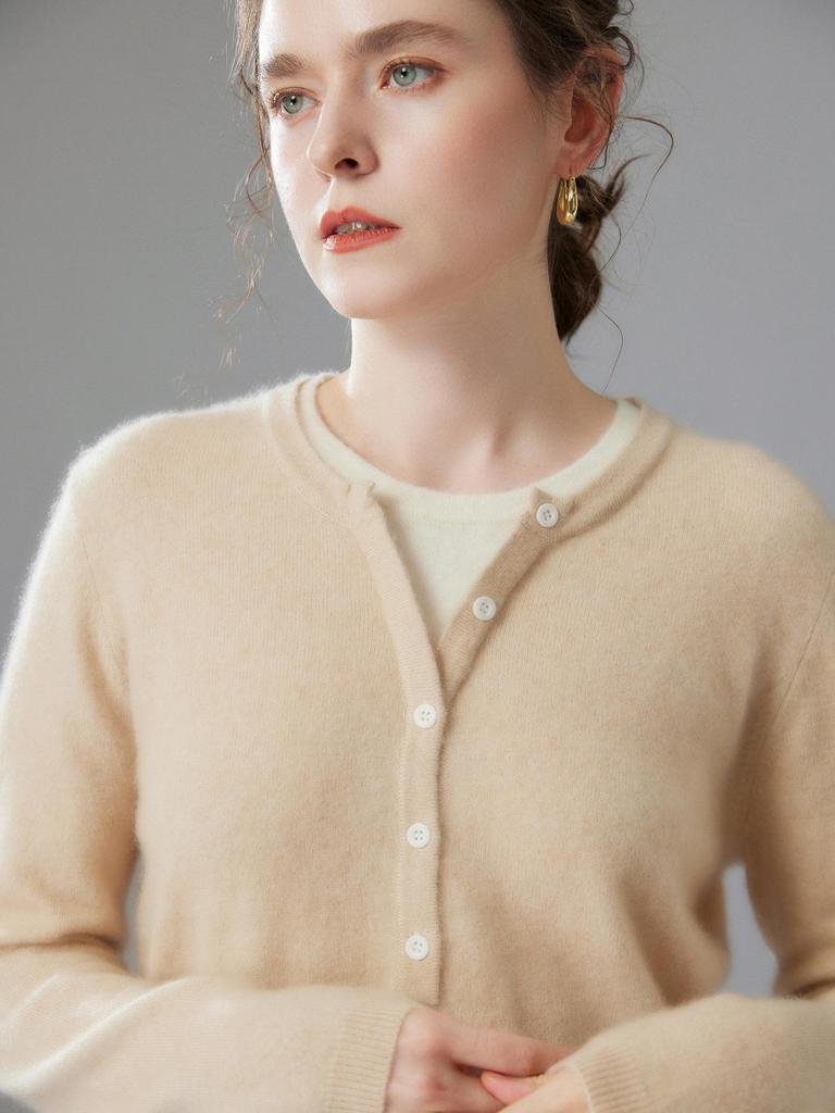Stylish Women's Faux Two-Piece Cashmere Knit Sweater - Loose, Slimming, Versatile Pullover