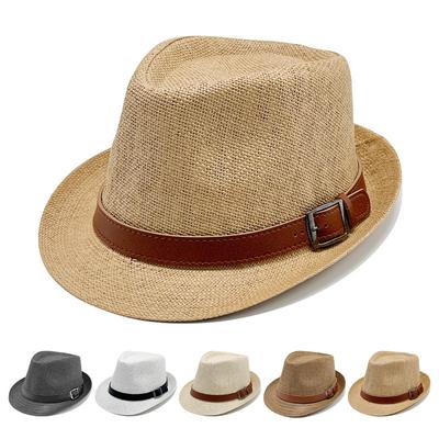 Straw Visor Holiday Jazz Hat Short Brim Men's and Women's Beach Hat Belt Buckle Top Hat Trendy Cool Hat