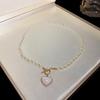Koreaanse Retro Parel Strass Kwast Choker met Bloem Strik Design