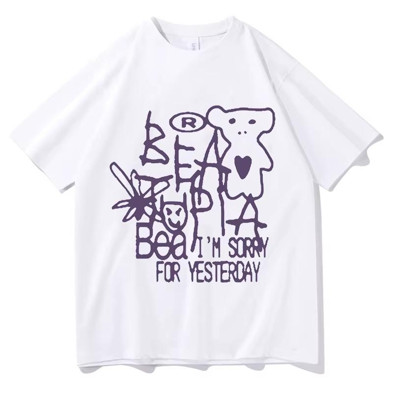 Summer Unisex Tshirt Printed With Patterns Summer Short Sleeved Street Style Casual Pure Cotton Clothing Tshirt