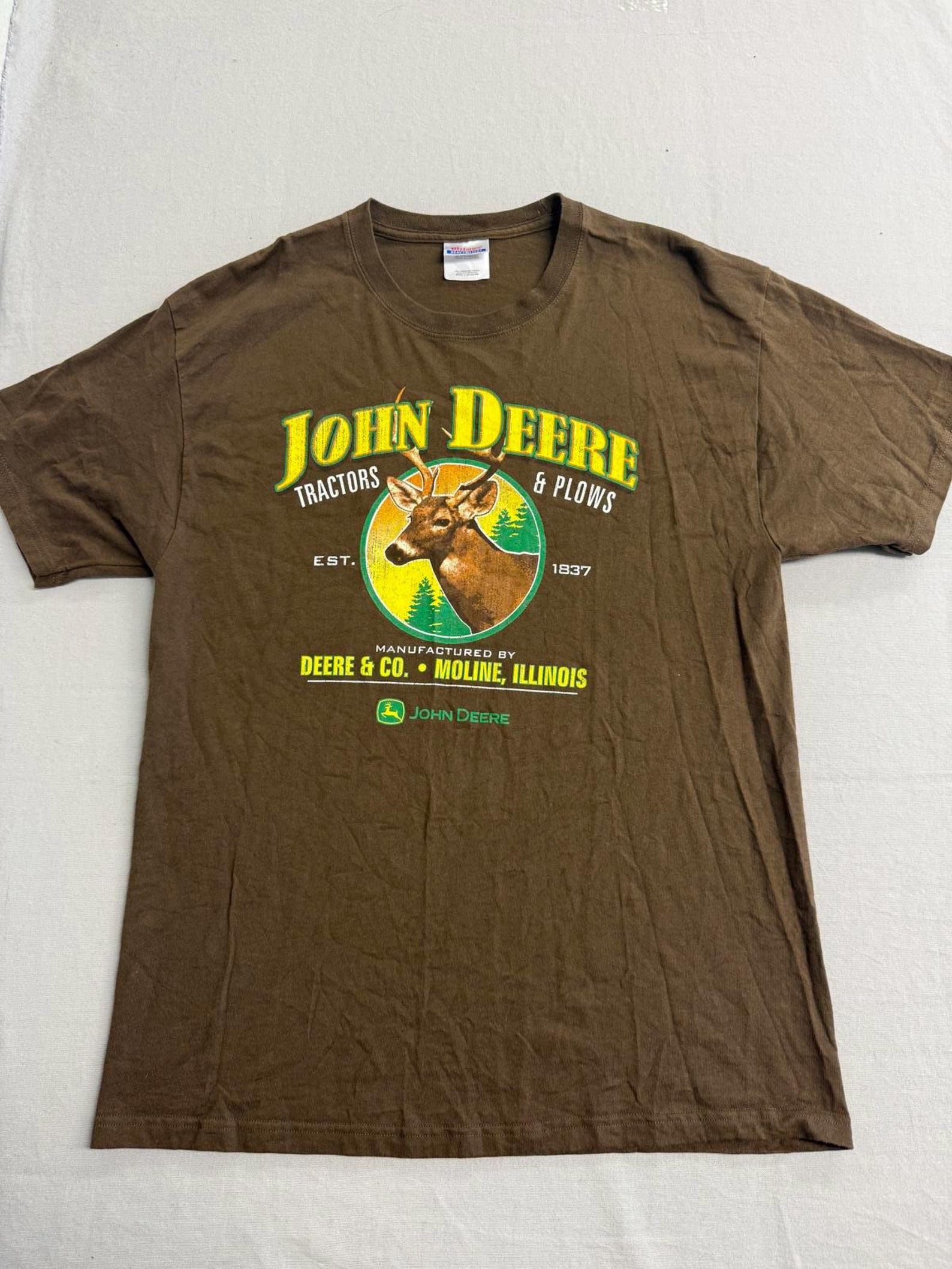 Y2K John Deere T shirt Deer Logo Moline Illinois Tee - L XL