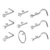 RUI RUI YU 21pcs/set Nose  Nail Stainless Steel Diamond-mounted Body Piercing Accessories