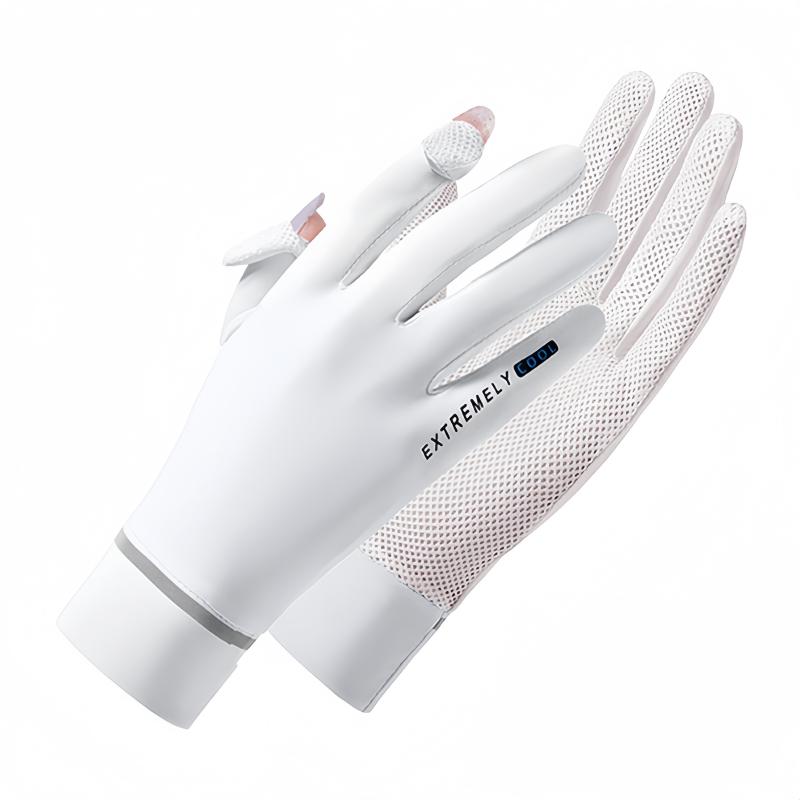 

Touch Screen Sunscreen Gloves,Summer Thin Breathable Mesh UV Resistant Gloves,Anti Slip Ice Silk Gloves for Cycling and Driving one size белый