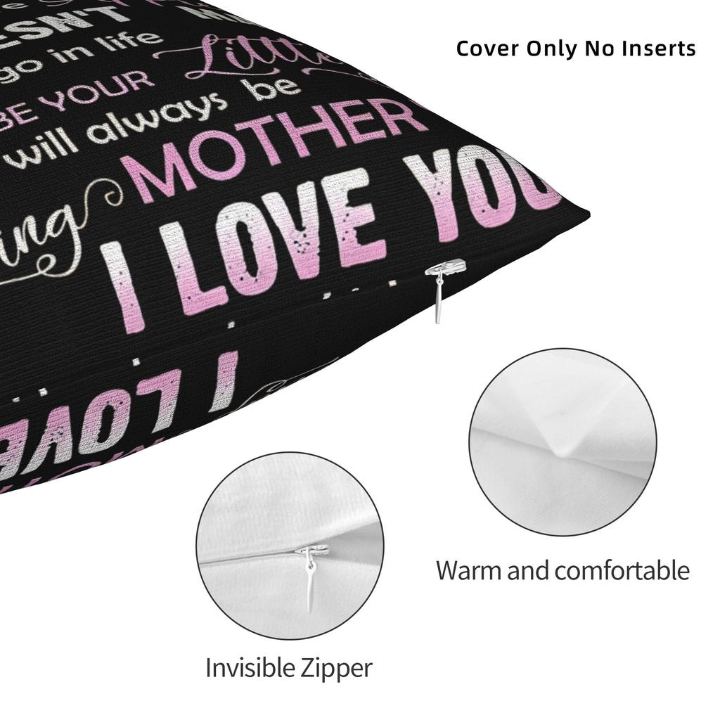 Mother's Day  Pillowcase Polyester Cushion Cover Decoration Letter From Daughter Pillow Case Cover Seater Square 18'