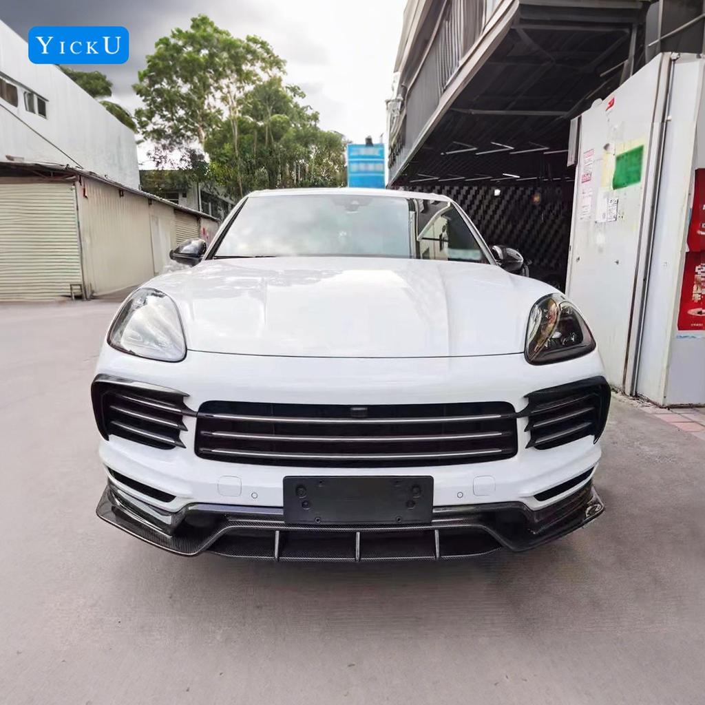 18-23 Porsche Cayenne Carbon Fiber Body Kit: Front Lip, Rear Lip, Side Skirts, Fender Flares, Roof Spoiler & Wind Deflectors