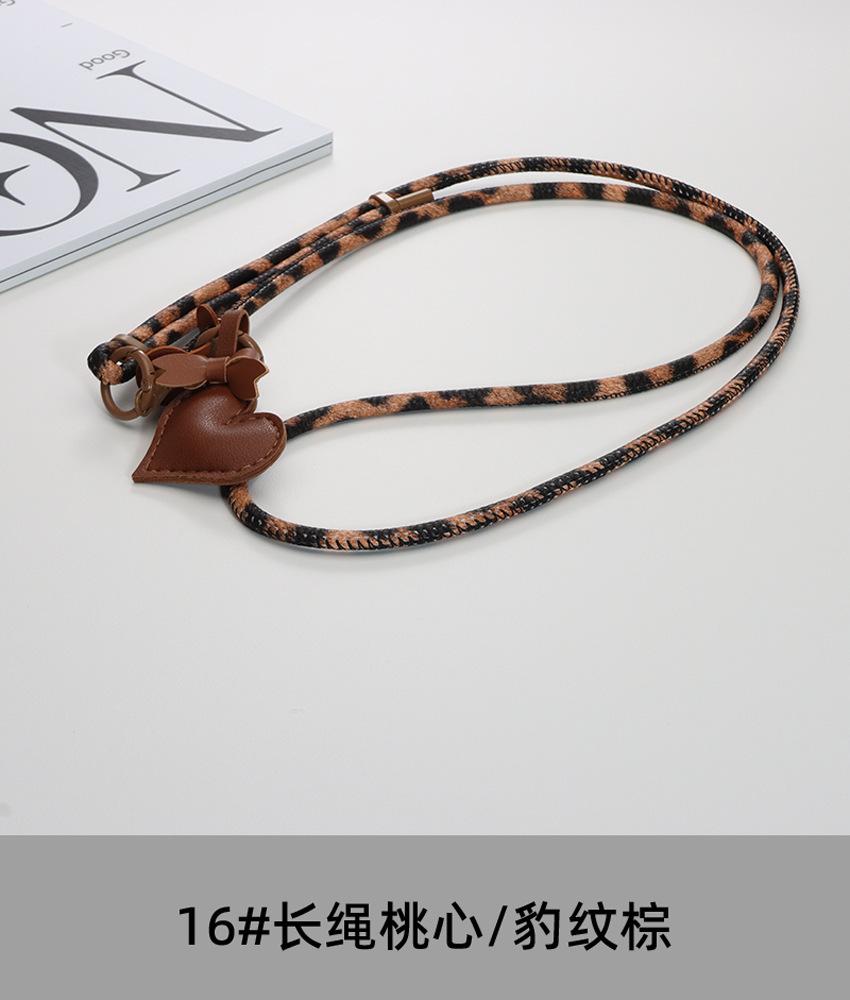 Leather messenger mobile phone lanyard love pendant long adjustable neck strap strong and durable gasket anti-lost women