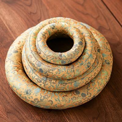 Nepalesische Klangschale Matte Brokat Rutschfest Klang Kupfer Außenmatte Donut-Form Traditionell Holzfisch Untersetzer Yoga