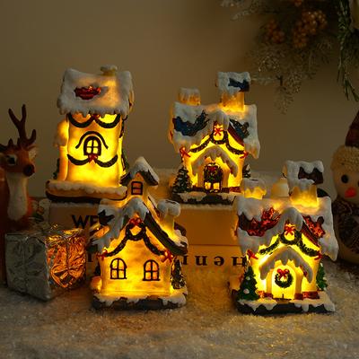 Christmas Decorations Resin Luminous Small House Micro Landscape European Style Ornaments Christmas Gifts