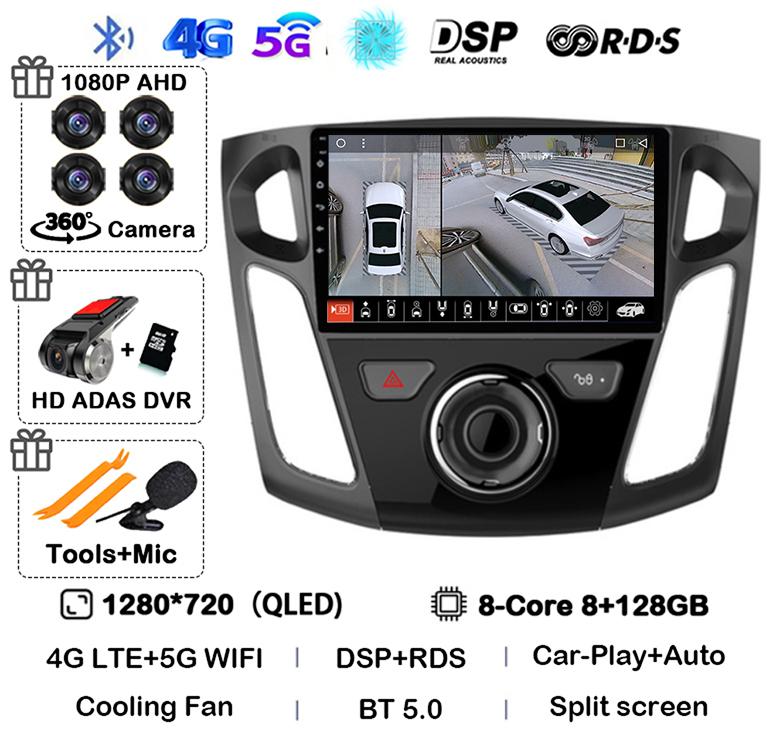 Android 14 Carplay Auto 2 Din DVD Car Radio For Ford Focus 3 Mk 3 Salon 2012-2017 Multimedia Video Player Navigation GPS Stereo