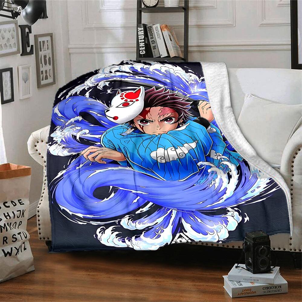 1pc Demon Slayer Blanket Soft All Season Throw with Vibrant Design, Perfect for Home, Travel, and Gifts, Ideal for Naps and Camping