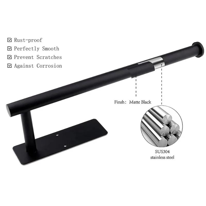 Selbstklebender Toilettenpapierhalter aus 304 Edelstahl, gebürstetes Gold, Papierhandtuchrollenhalter, schwarz, für Badezimmer und Küche, langer Taschentuchhalter