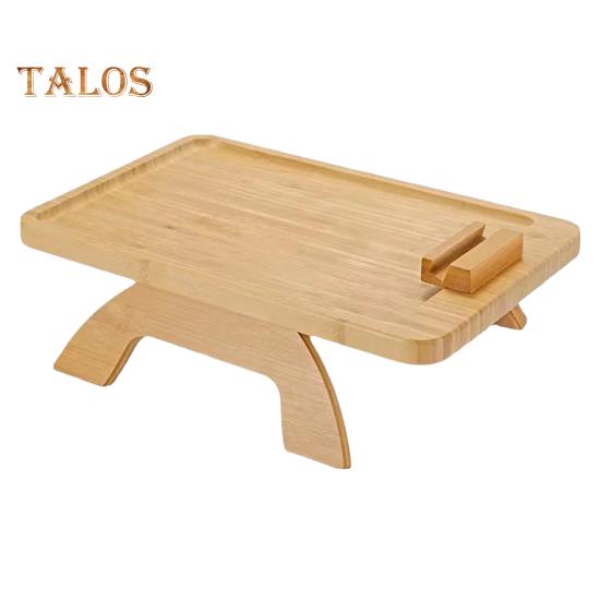Sofa Arm Tray Table Foldable Armrest Tray Anti-Slip Sofa Table with 360 Degrees Swivel Phone Holder for Snacks Drinks Remote Space Saving Couch Cup