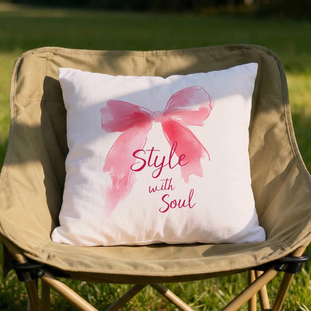 Korean Trendy Bow Cushion Cover Soft Reversible  Durable Pillow Cover  MultiScene Use for Home  Car Daily Comfort