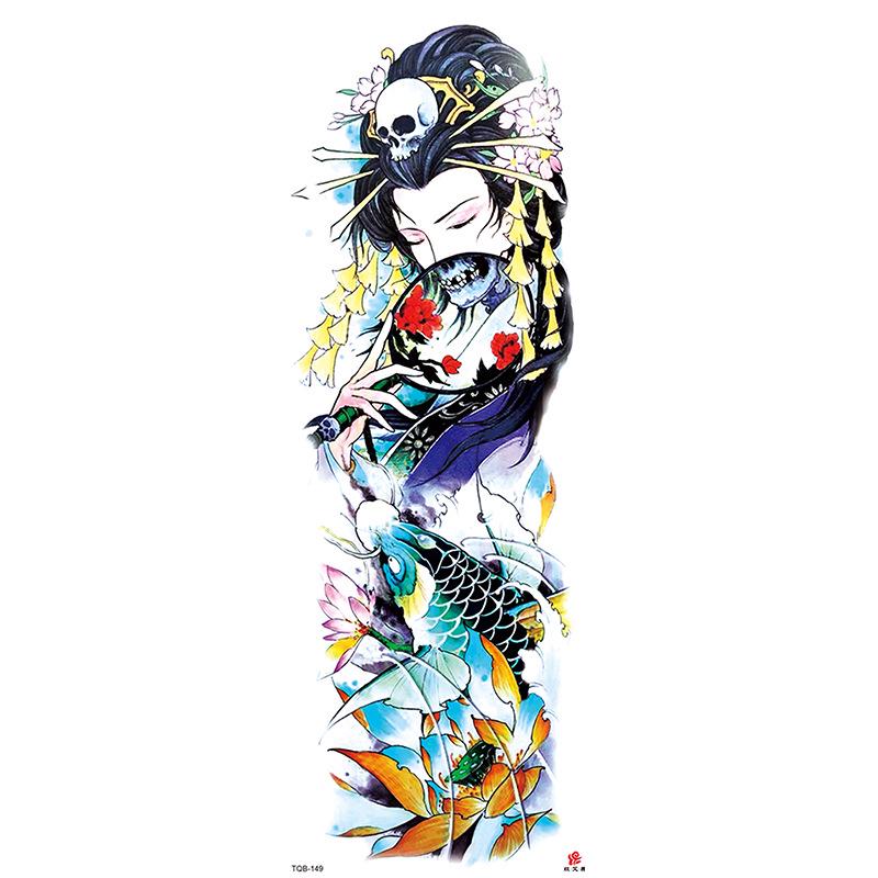 Waterdichte tattoo stickers voor de hele arm: Jezus, Maagd Maria, Kroon, Leeuw-ontwerp