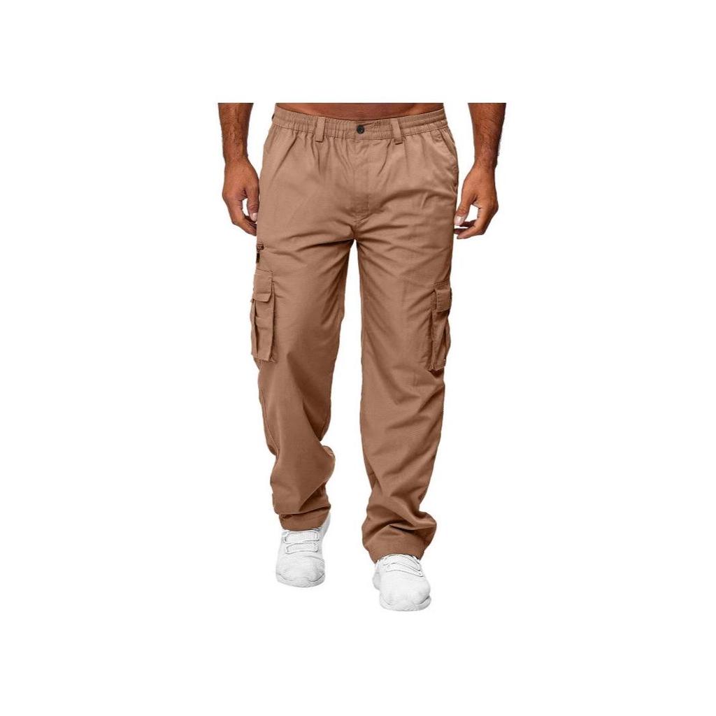 Męskie Letnie Codzienne Spodnie z Wieloma Kieszeniami, Luźne, z Prostą Nogawką