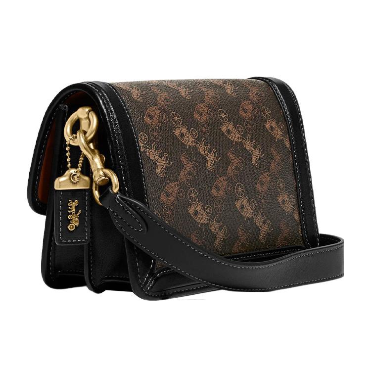 New COACH Hero Canvas With Leather Shoulder Bag, Crossbody Bag Trumpets Women's Dark Brown & Black C8440-B4SI1