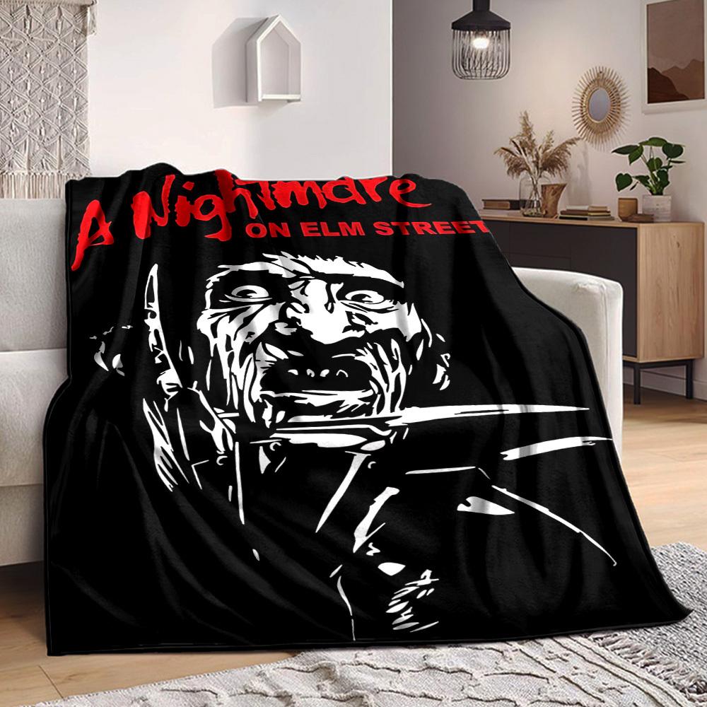 1pc A Nightmare on Elm Street Flannel Throw Blanket - HD Printed Lightweight Soft Warm All-Season Blanket for Sofa, Bed, Travel, Camping 054