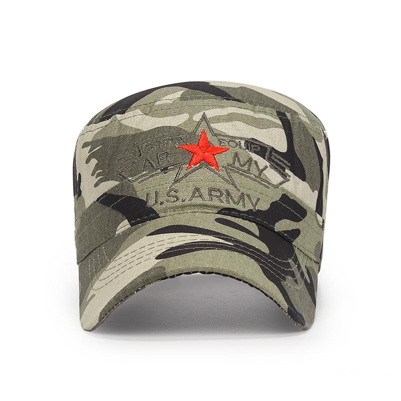 Embroidered Camouflage Sun Protection Flat Top Hat A Fashionable and Versatile Sun Protection Hat for Spring and Autumn