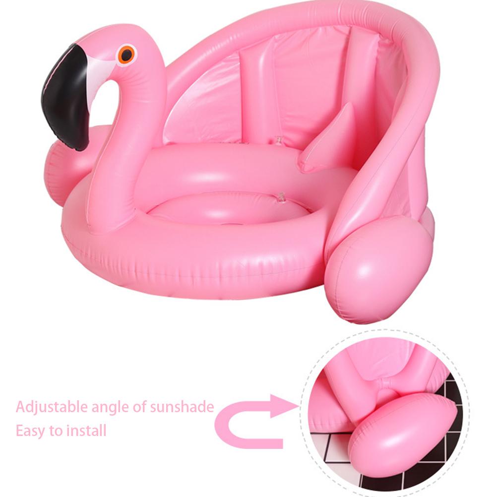 Flamingo Baby Swimming Ring with Canopy Sun Protection Baby Swimming Aid Inflatable Baby Pool