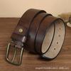 Personalized Fashion Trend Contrasting Spot Belt Men's Genuine Leather Needle Buckle Layer Cowhide Retro Pure Copper Denim Belt
