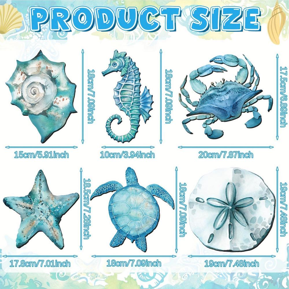 Handcrafted Wooden Ocean Wall Decor - Fish, Coral, Starfish & SailboatSet Ocean Home Decoration Non-3D Pattern Cute