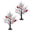 LED Vintage Glowing Tree with Cardinals Battery Operated Twinkle Trees Lamp with Lighted Branches Christmas Halloween Decorations
