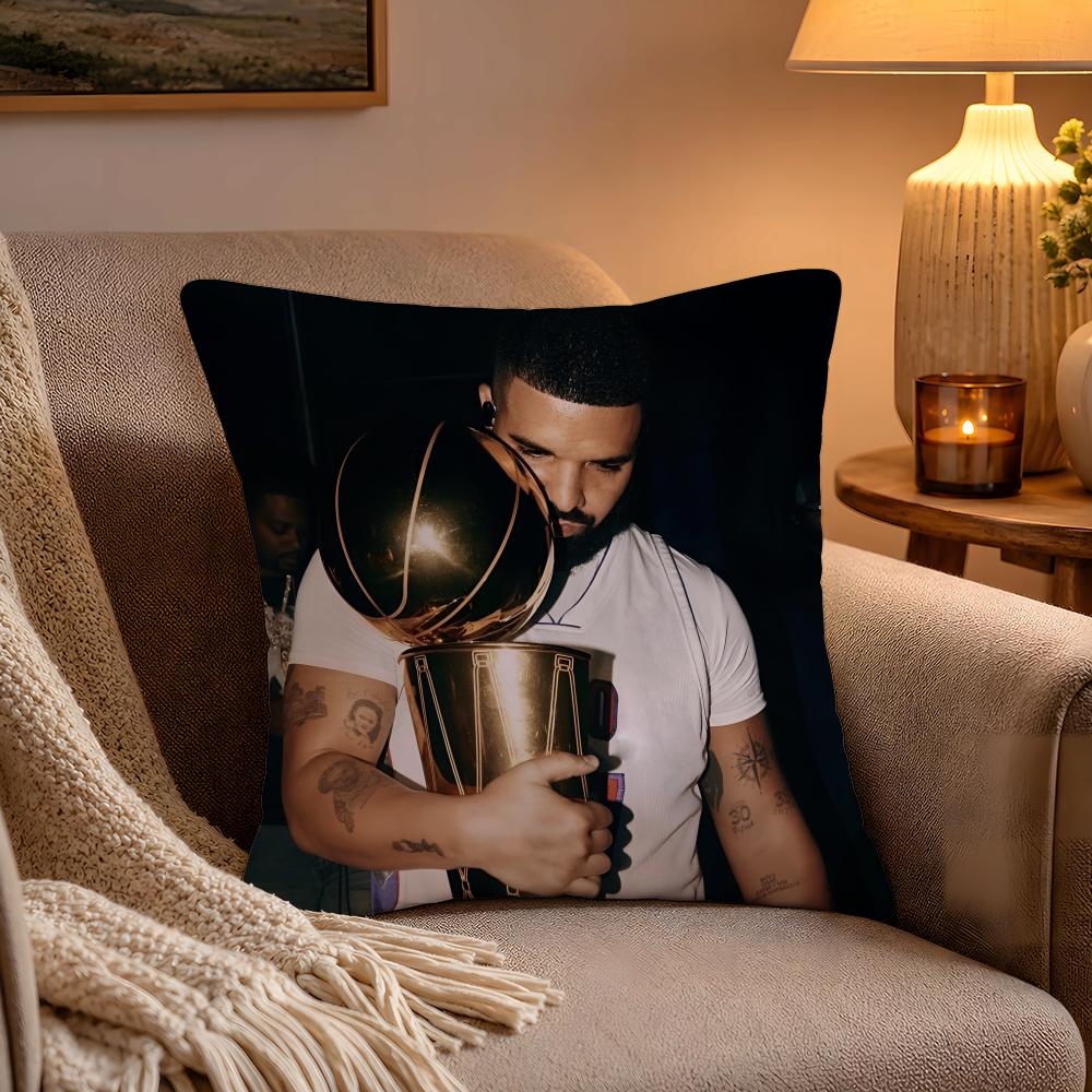 Hot Cool Singer DDrake Pillow Case Soft Plush Cushion Cover Double Print and Invisible Zipper for Sofa Home Car Use