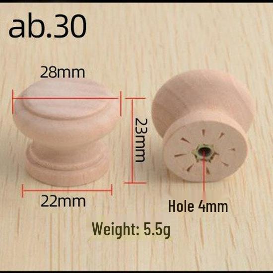 Solid Paulownia Wood Round Drawer & Cabinet Handle