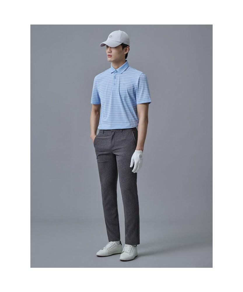 BEANPOLE GOLF Men'S Cooling Fine Stripe Short Sleeve T-Shirt - Sky Blue