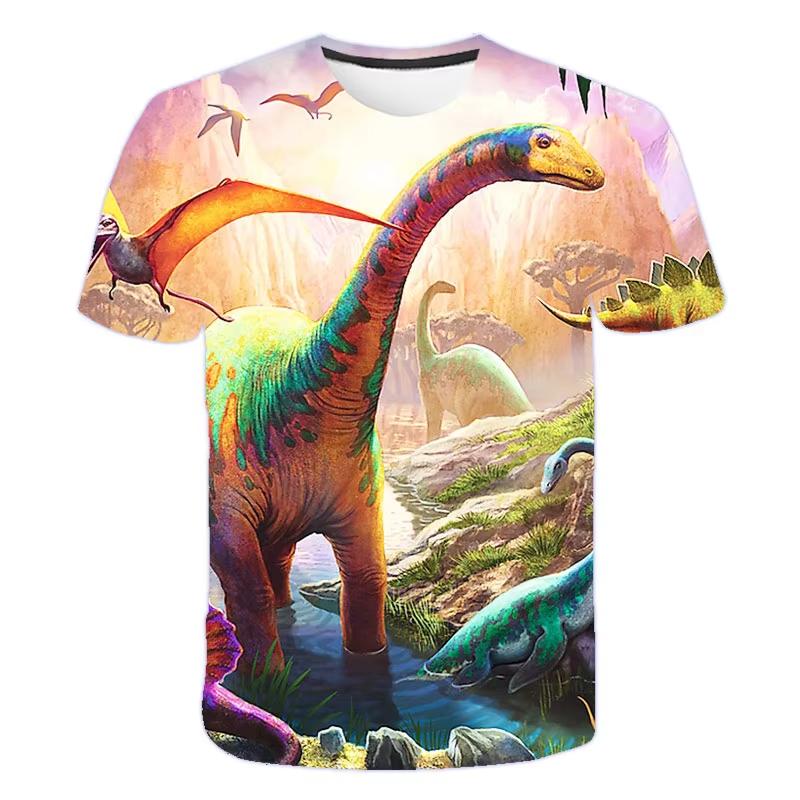 Children's Clothing Boys Girls 3D Printed Dinosaur T-Shirt Summer Short Sleeve Boy Clothes Casual Children Top Kids Clothing