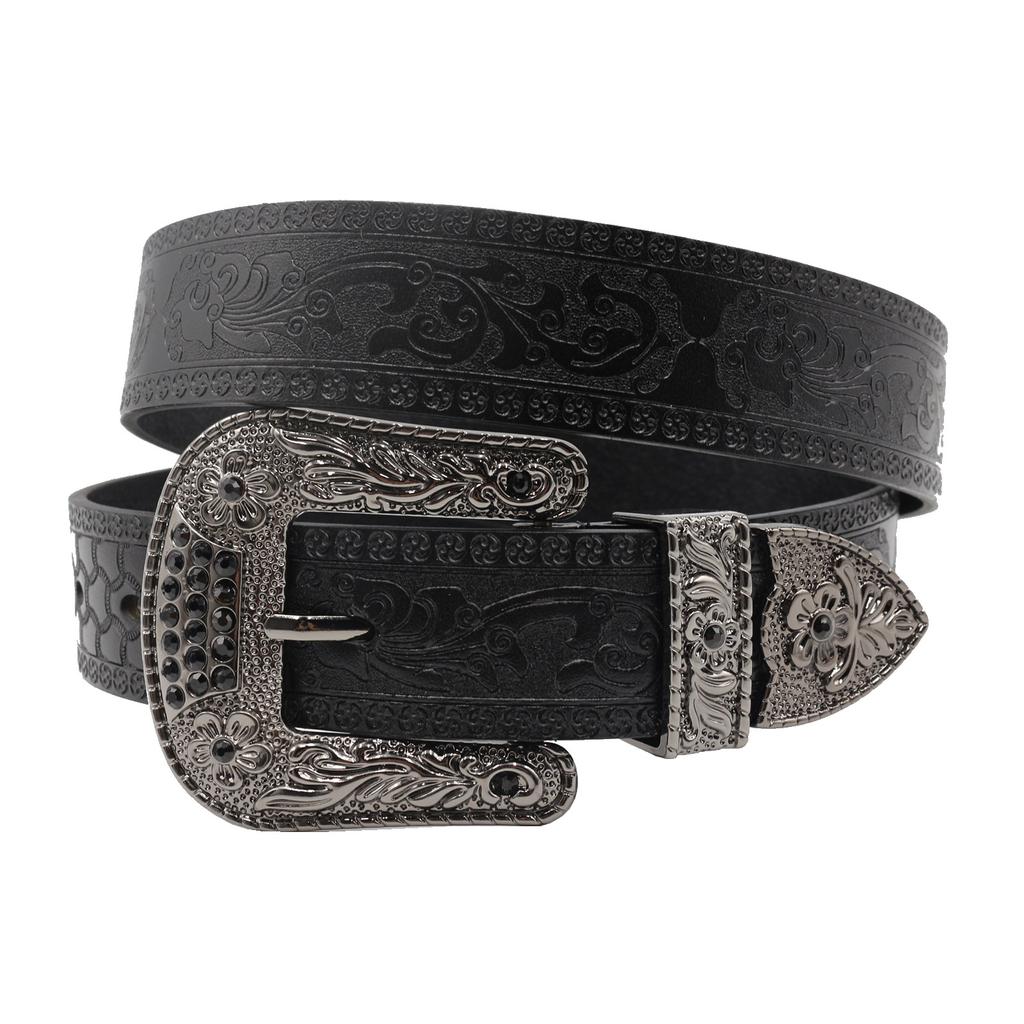 Belt First Layer Cowhide Handmade Wide Unisex Embossed Leather Jeans Casual Youth Trendy Pin Buckle Belt