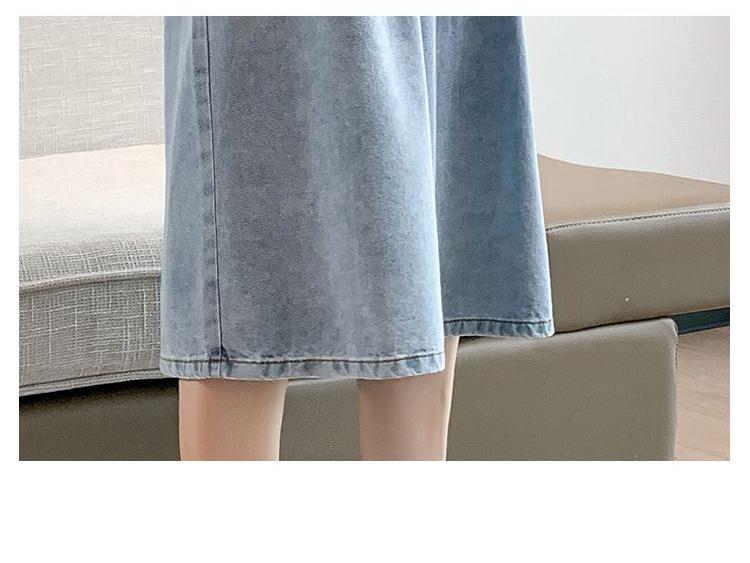 Plus Size High-Waisted Denim Capris - Summer Thin, Loose, Wide-Leg Mid-Length Pants (Fits Up to 200 Jin)