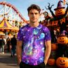 Unisex Halloween Graphic T Shirt Loose Fit Casual Short Sleeve Top Stained Glass Pattern Printed Tee for Everyday Wear