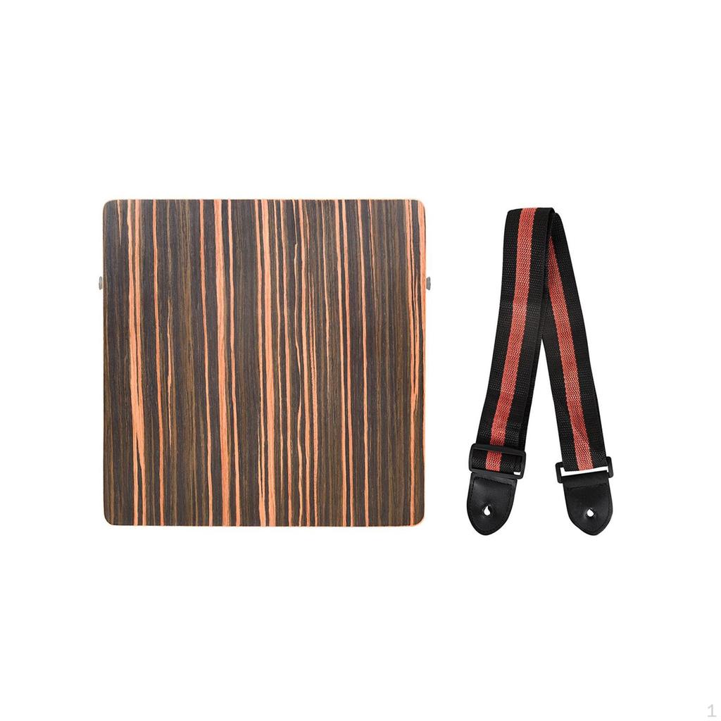Cajon Drum for Travel, Wooden Percussion Instrument with Carrying Strap