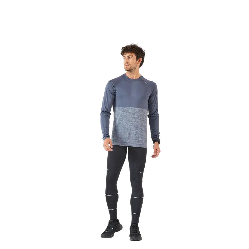 

DECATHLON KIPRUN Дышащая футболка с длинным рукавом для мужчин, не раздражающая кожу, цвет чернила/тарти S