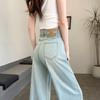 Wide-leg Flared Jeans for Women In Summer Single Button Tile Drooping High Waist Loose Drooping Slimming Floor Pants